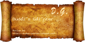 Dudás Günter névjegykártya